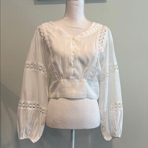 NWTS Chic  White Lace Detail Blouse NWTS